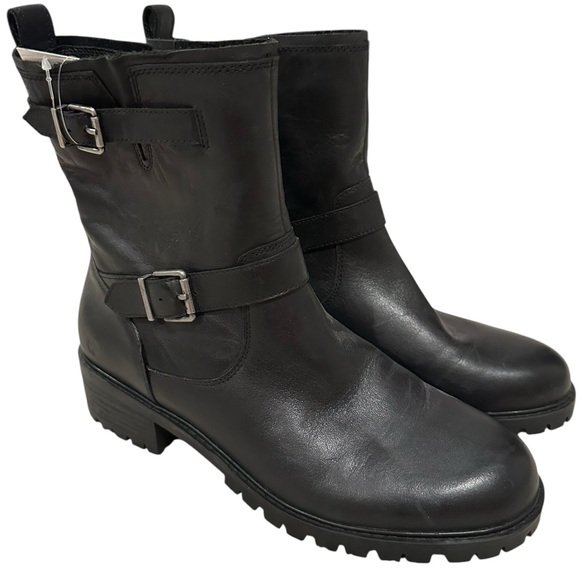 Lucky Kurtia Moto Motorcycle Silver Hardware Zipper Ankle Booties Boots 10 NWT - Picture 1 of 13